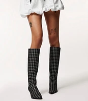 Betsey Johnson Pamella Houndstooth Boucle Tall Boots