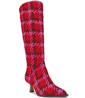 Betsey Johnson Pamella Plaid Boucle Tall Boots