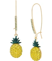 Betsey Johnson Pineapple Rhinestone Dangle Drop Earrings