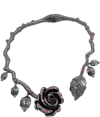 Betsey Johnson Rose Crystal Collar Necklace