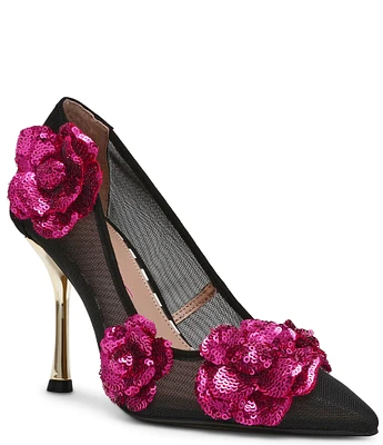 Betsey Johnson Rossa 3-D Flower Embellished Pumps