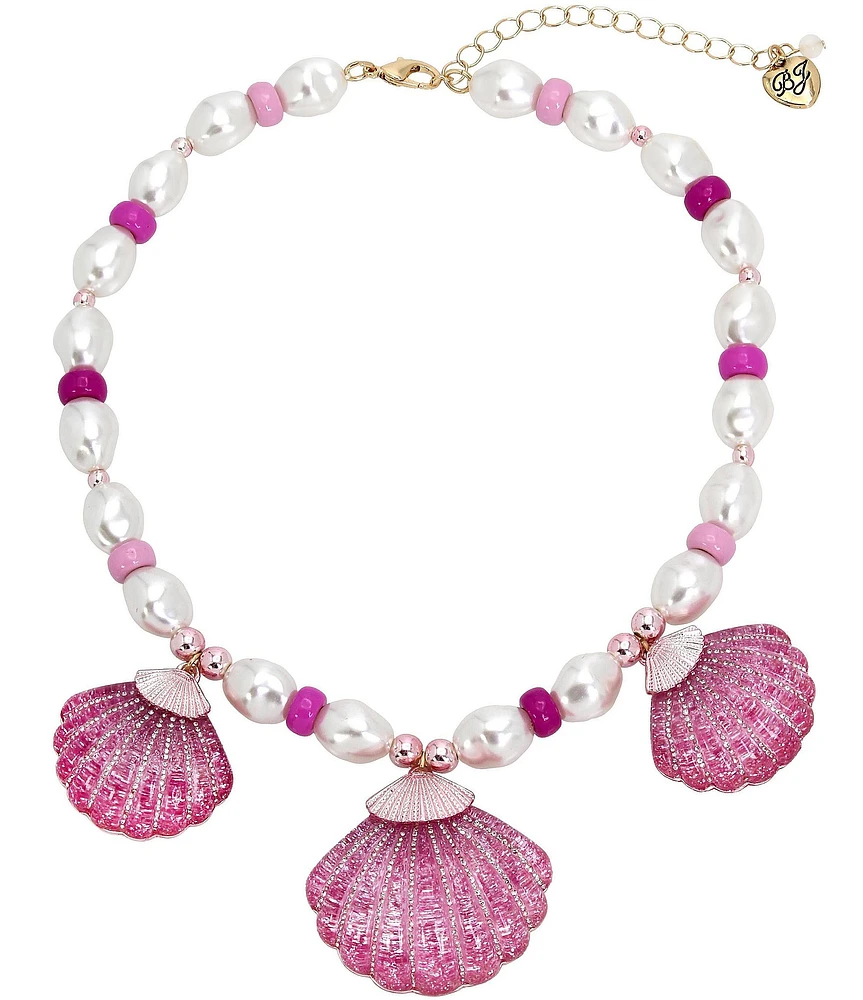 Betsey Johnson Seashell Pearl Bib Statement Necklace