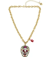 Betsey Johnson Sugar Crystal Skull Short Pendant Necklace