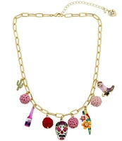 Betsey Johnson Sugar Skull Charm Bib Collar Necklace