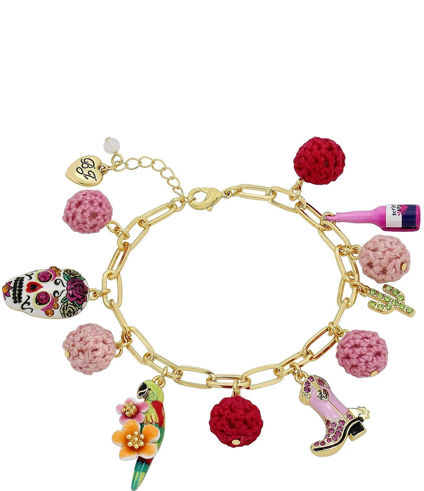 Betsey Johnson Sugar Skull Charm Bracelet