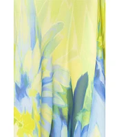 Betsy & Adam Chiffon Floral Print Cowl Neck Sleeveless Sheath Gown