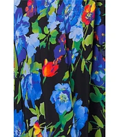 Betsy & Adam Chiffon Floral Print Halter Neck Sleeveless Blouson Gown