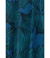 Betsy & Adam Halter Tie Neck Palm Print Shimmer Chiffon Sleeveless Maxi Dress