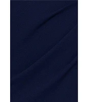 Betsy & Adam One Shoulder Asymmetrical Long Sleeve Faux Wrap Gown