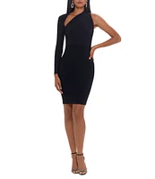 Betsy & Adam One Sleeve Knit Jersey Sheath Dress