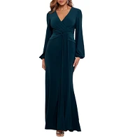 Betsy & Adam Petite Size Long Sleeve Jersey Dress