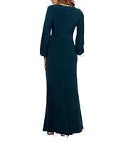 Betsy & Adam Petite Size Long Sleeve Jersey Dress