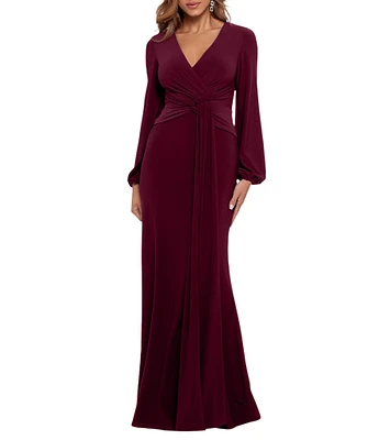 Betsy & Adam Petite Size Long Sleeve Jersey Dress