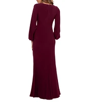 Betsy & Adam Petite Size Long Sleeve Jersey Dress