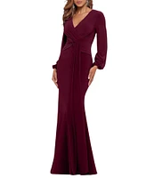 Betsy & Adam Petite Size Long Sleeve Jersey Dress