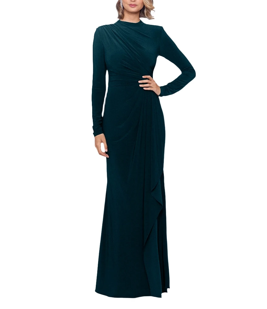 Betsy & Adam Petite Size Long Sleeve Side Ruched Sheath Dress
