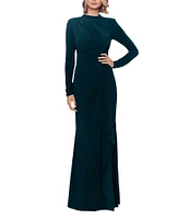 Betsy & Adam Petite Size Long Sleeve Side Ruched Sheath Dress