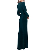 Betsy & Adam Petite Size Long Sleeve Side Ruched Sheath Dress