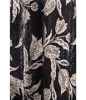 Betsy & Adam Petite Size Metallic Print Crinkled Halter Neck Dress