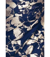 Betsy & Adam Plus Size Cowl Neck Stretch Foil Dress