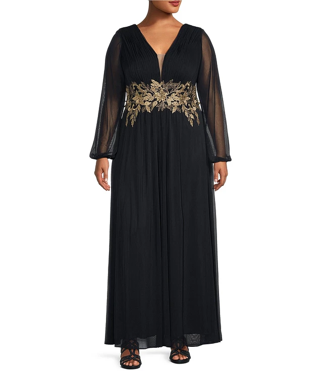 chinese dress ladies Long Formal Dress: Betsy and Adam A27023 Champagne / 0