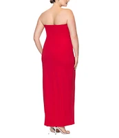 Betsy & Adam Plus Size Sleeveless V-Neck Tuxedo Bodice Scuba Crepe Gown