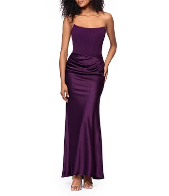 Betsy & Adam Sequin Strapless Sleeveless Draped Waist Mermaid Dress