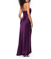 Betsy & Adam Sequin Strapless Sleeveless Draped Waist Mermaid Dress