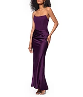 Betsy & Adam Sequin Strapless Sleeveless Draped Waist Mermaid Dress