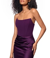 Betsy & Adam Sequin Strapless Sleeveless Draped Waist Mermaid Dress