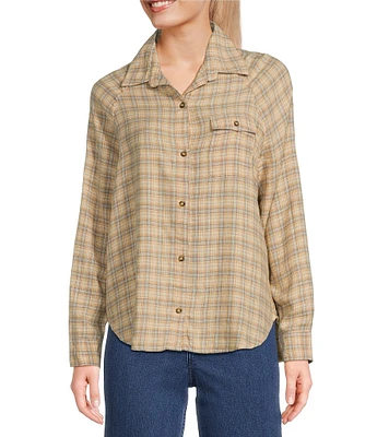 Billabong Best Time Oversized Checked Micro Plaid Button Front Flannel Shirt