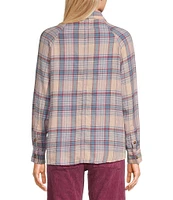 Billabong Best Time Oversized Checked Plaid Button Front Flannel Shirt