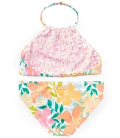 Billabong Big Girls 7-14 Sweet Aloha Reversible Bikini Top & Matching Hipster Bottom Two-Piece Swimsuit