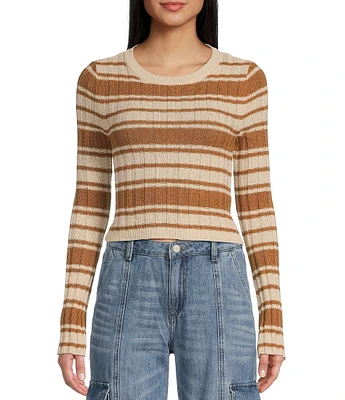 Billabong Clare Long Sleeve Striped Cropped Sweater