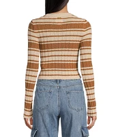 Billabong Clare Long Sleeve Striped Cropped Sweater