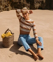 Billabong Clare Long Sleeve Striped Cropped Sweater