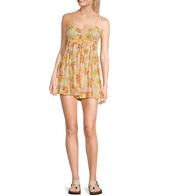 Billabong Day Glow Sweetheart Neck Printed Romper