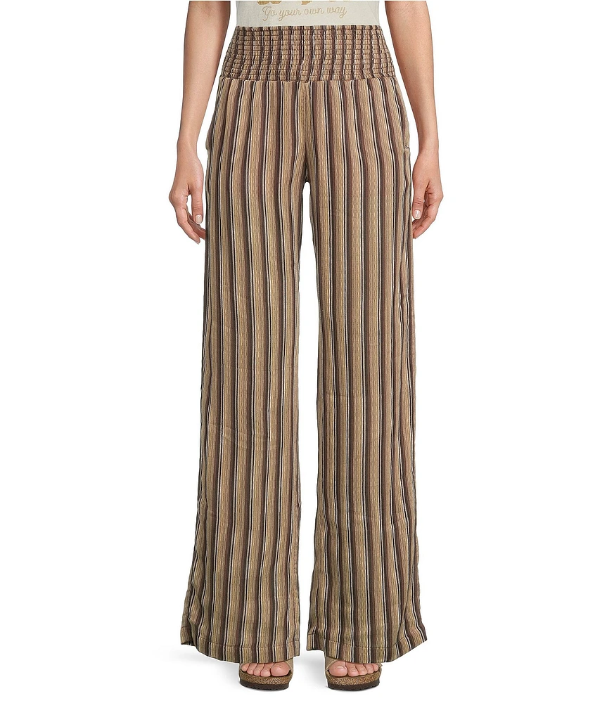 Billabong New Waves 2 Relaxed High-Rise Smocked Waist Striped Pants