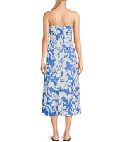 Billabong In The Sky Tropical Floral Printed Strapless Midi Dress