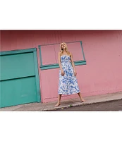 Billabong In The Sky Tropical Floral Printed Strapless Midi Dress