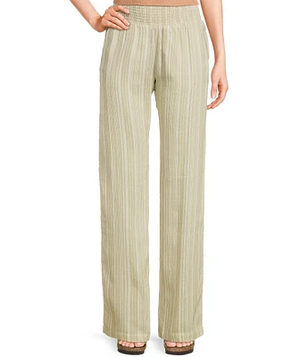 Billabong New Waves High Rise Smocked Striped Pants