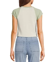 Billabong Paradise Raglan Sleeve Color Block Cropped T-Shirt