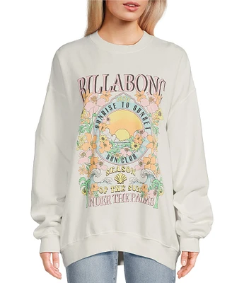 Billabong Ride In Crew Oversized Under The Sun Graphic Sweatshirt