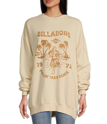 Billabong Ride In Crew Oversized Graphic Sweatshirt