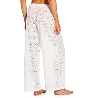 Billabong Solid Eyelet Texture Elastic Waist Wide Leg Swim Cover-Up Pants