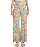 Billabong Split Spirit High Rise Floral Print Wide Leg Pants