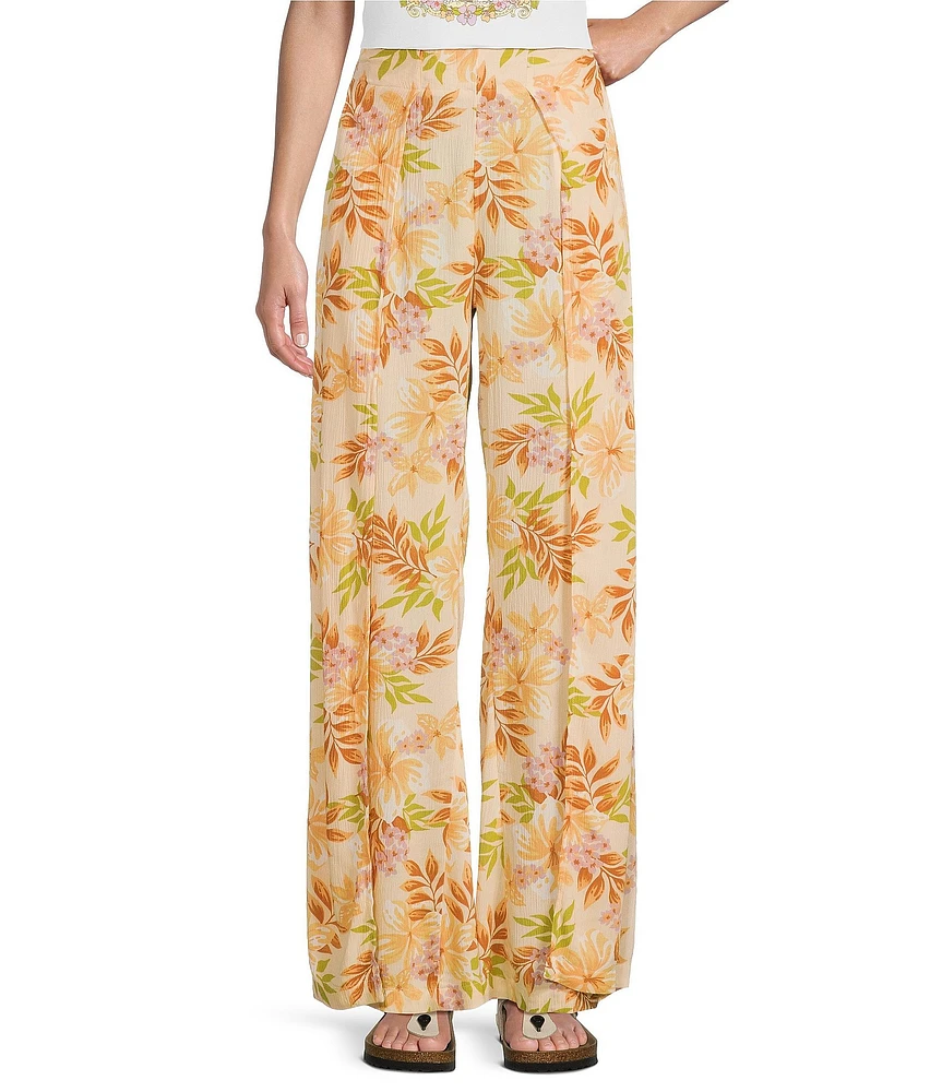 Billabong Split Spirit High Rise Tropical Floral Print Wide Leg Pants