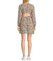 Billabong Star Fall Ditsy Floral Print Long Sleeve Mini Dress