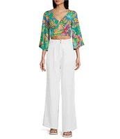 Billabong Summer Heat Long Blouson Sleeve Printed Crop Top