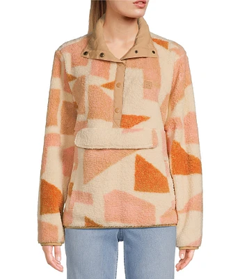 Billabong Switchback Printed Sherpa Button Front Pullover Sweatshirt